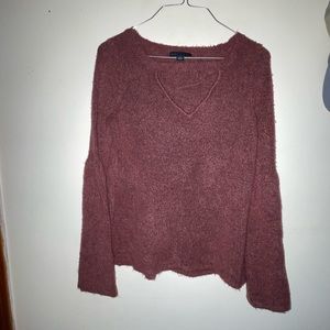 American Eagle XXS magenta bell sleeve sweater